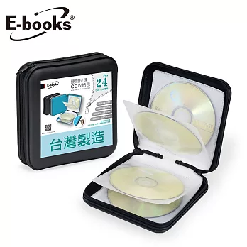 E-books 24入硬殼拉鍊CD收納包黑