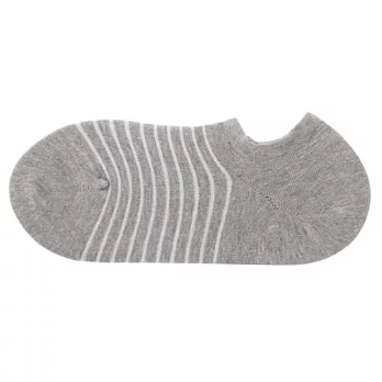 [MUJI無印良品]女有機棉混高密織橫紋淺口直角襪23~25cm灰色