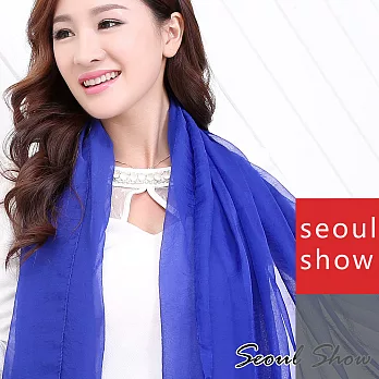 Seoul Show 超大版紗巾素面單色雪紡絲巾圍巾披肩 寶藍