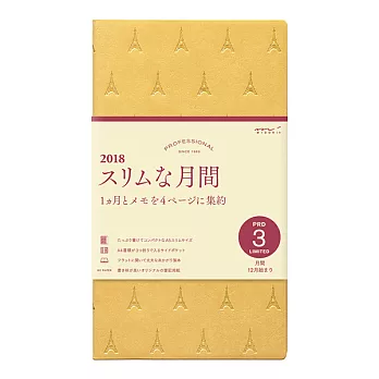 MIDORI PROFESSIONAL DIARY 2018手帳月間(限定版)-艾菲塔金