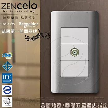 法國Schneider ZENcelo系列 埋入式高屏蔽電視插座_銀