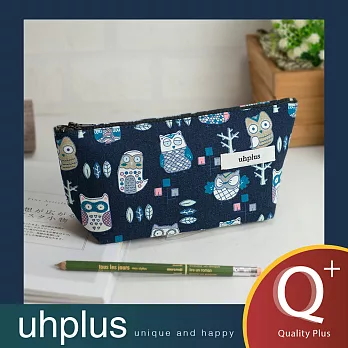 uhplus Q-plus寬底筆袋 –貓頭鷹派對