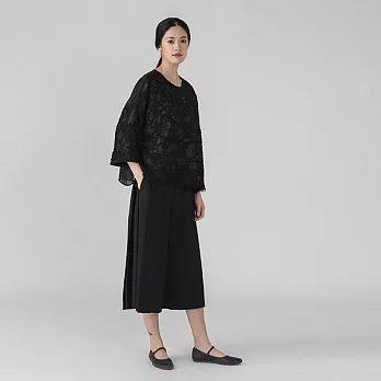 旅途原品_書白 原創設計斜紋俐落爽朗百搭闊腿九分褲-S/M/L/XL　S黑