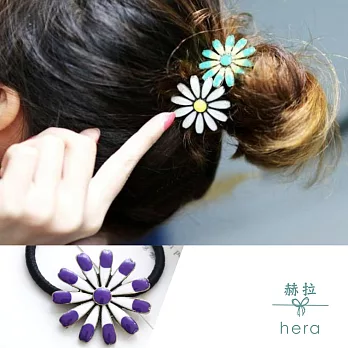 【Hera】赫拉 復古烤漆雙色雛菊髮圈/髮束-5色(紫色)