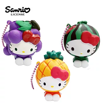 【日本進口正版】Hello Kitty 水果造型 捏捏樂 吊飾 軟軟 squishy -葡萄款
