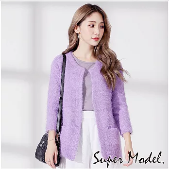 【名模衣櫃】毛茸茸保暖針織外套-共2色-33474(F可選)F紫色