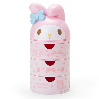 《Sanrio》美樂蒂桌上型三層抽屜式迷你圓型置物盒(好朋友)