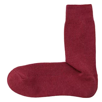 [MUJI無印良品]男有機棉混螺紋直角襪深紅25~27cm