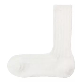 [MUJI無印良品]男祕魯棉混斯拉夫螺紋直角襪柔白28~30cm