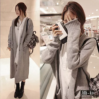 【Jilli~ko】百搭長版針織外套罩衫-J5777　FREE灰色