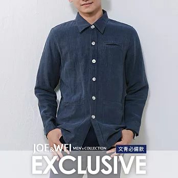【JOE & WEI】獨家-簡約兩穿式亞麻襯衫外套-M　M深藍