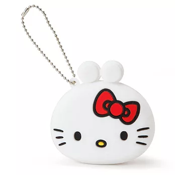 《Sanrio》HELLO KITTY可愛大臉造型雙耳扣式迷你矽膠零錢包