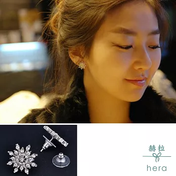 【Hera】赫拉 精致水鑽璀璨鑲鑽甜美雪花耳釘