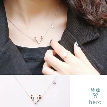 【Hera】赫拉 925純銀素銀磨砂小麋鹿森林系項鍊銀色