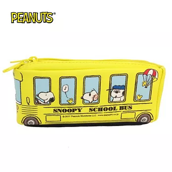 【日本正版授權】史努比 皮革 雙層筆袋/鉛筆盒/化妝包/收納包 Snoopy PEANUTS -黃色款