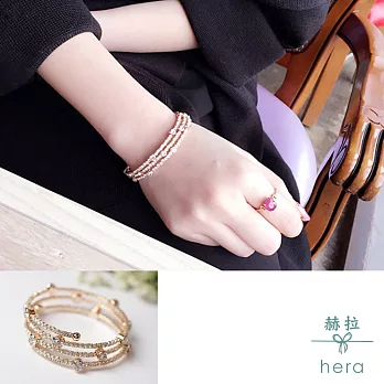 【Hera】赫拉 鑲水鑽多層彈力手鏈/手鐲金色