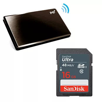 PQI Air Drive A100 Apple無線Wifi名片型讀卡機(工業包祼裝）+16G記憶卡 黑色