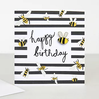 【英國caroline gardner】Bee Pin Badge Happy Birthday Card 徽章系列 生日卡 飾品卡 胸針 BOH005