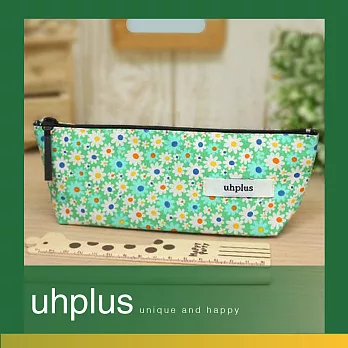 uhplus Q-plus 帆船筆袋- Daisy Garden(粉綠)