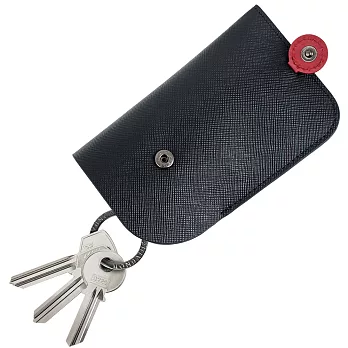 MONDAINE 瑞士國鐵隱藏式拉環牛皮鑰匙包-十字紋黑