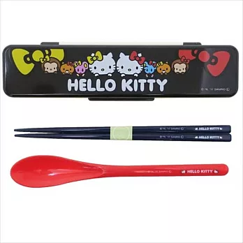 《SKATER》HELLO KITTY日本製筷子湯匙附盒/環保餐具組(相遇雙緞帶)