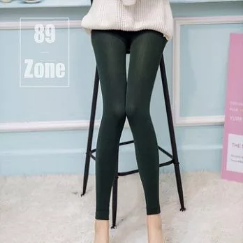 89 zone 韓版素面彈力棉質內搭褲 1541100013墨綠色 九分