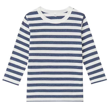 [MUJI無印良品]幼兒有機棉每日兒童服橫紋長袖T恤80煙燻藍