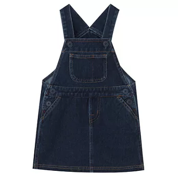 [MUJI無印良品]幼兒棉混輕鬆活動舒適拼接針織丹寧吊帶裙90深藍