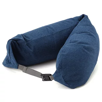 [MUJI無印良品]微粒貼身靠枕/附帽.雜深藍