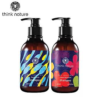 【think nature 享自然】植萃精油健髮洗髮精(清新草本300ml+甜蜜綻放300ml)