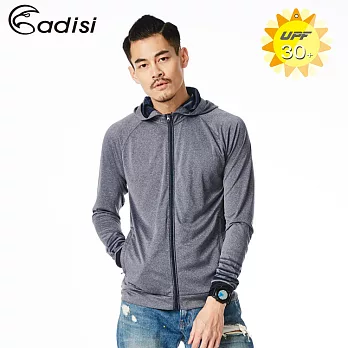 ADISI AJ1811056男輕薄排汗防曬連帽外套 (S~2XL) / CoolFree、抗紫外線、快乾、輕量M丈青麻灰