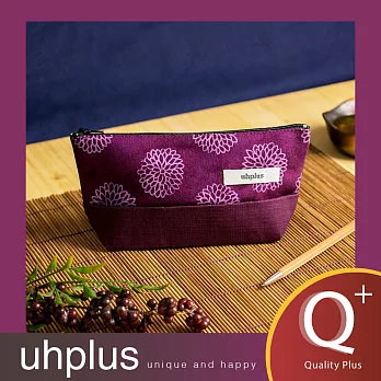 uhplus Q-plus寬底筆袋-詠菊集(紫)