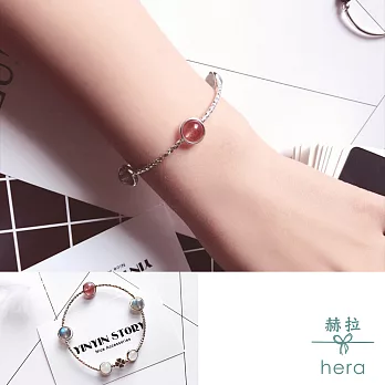 【Hera】赫拉 925純銀天然月光愛心四葉草莓晶手鍊彩色