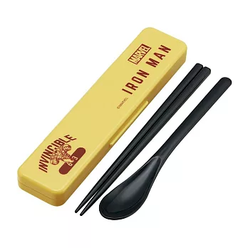 《SKATER》MARVEL漫威英雄日本製筷子湯匙附盒/環保餐具組-鋼鐵人(徽章)