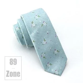 89zone 韓版時尚潮棉麻碎花窄版領帶 211500005天藍色