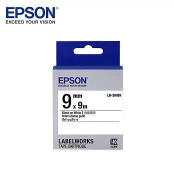 愛普生EPSON LK-3WBN C53S653401標籤帶(一般9mm )白黑