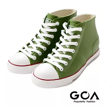 GOA街頭時尚．女款內增高帆布款橡膠雨鞋EU38綠色