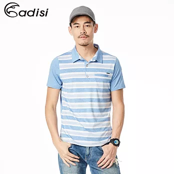 ADISI 男短袖COOLMAX沁涼條紋休閒POLO衫AL1811051 (M~2XL) / 微冰涼感、輕薄柔軟、透氣、易洗快乾L青藍