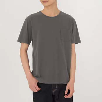 [MUJI無印良品]男有機棉天竺附口袋T恤XL深灰