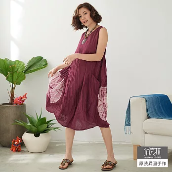 【潘克拉】圓形波紋拔染背心裙-F TM888　FREE紫色