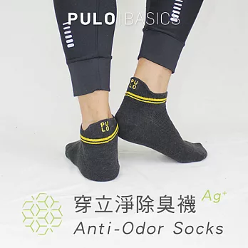 【 PULO】 穿立淨除臭後跟防磨條紋裸襪-星際黑-L