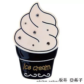 『坂井.亞希子』 鑲鑽盒裝霜淇淋髮夾 米白色+灰鑽