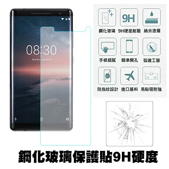 【SHOWHAN】NOKIA 8 Sirocco (5.5吋) 9H鋼化玻璃0.3mm疏水疏油高清抗指紋保護貼