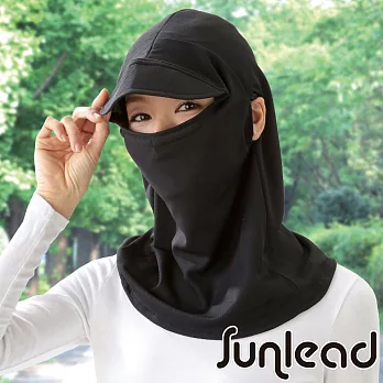 Sunlead 日本製。接觸涼感防曬吸濕頭罩式護頸遮陽軟帽 (黑色)