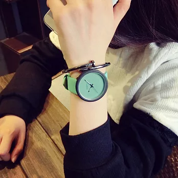 Watch-123 對面女孩-淡彩簡約三針設計底紋手錶 (4色任選)薄荷綠