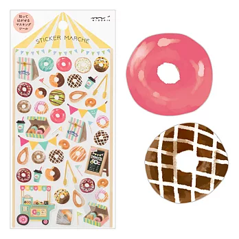 MIDORI 水彩和紙貼紙(假日市集食材類)-甜甜圈