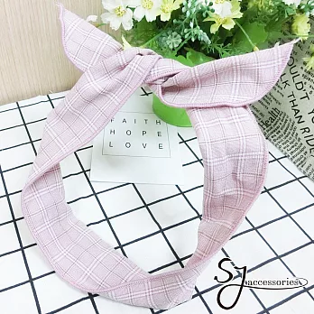 【SJ】簡單生活格紋造型髮帶(兩色)-粉色