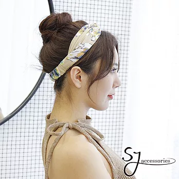 【SJ】甜美森系印花造型髮帶(兩色)-卡其