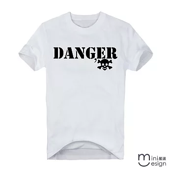 [Minidesign]（男款）DANGER骷髏美式原創設計T 三色M（白色）