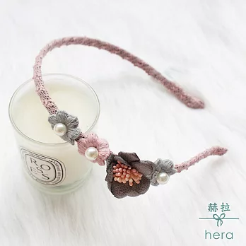 【Hera】赫拉 小仙女花朵珍珠髮箍-4色粉色